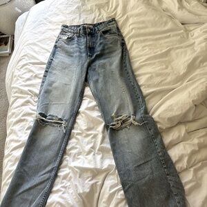 Zara Distressed Ripped Knee Straight Leg Jeans Size 4